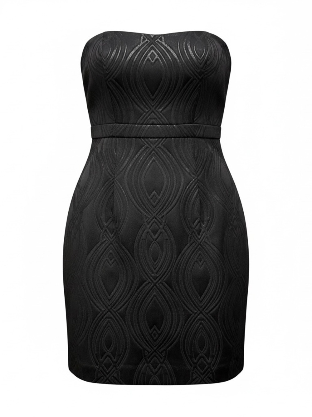 Strapless Black Textured Bodycon Dress